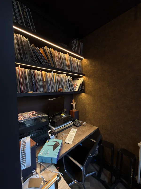 Study: LED strips under every bookshelf