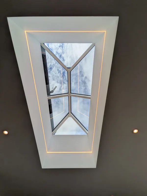 Rooflight: LED strip lighting around a lantern rooflight