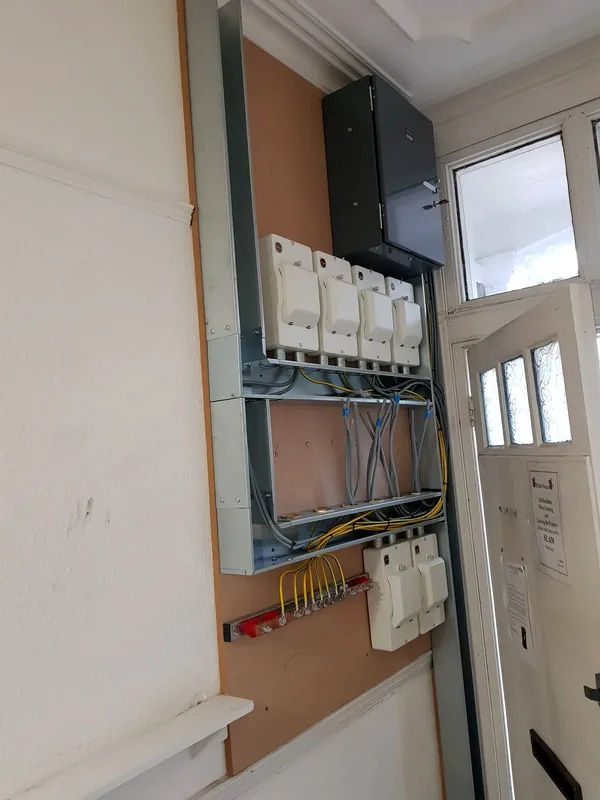 Meter cupboard with new isolators and trunking